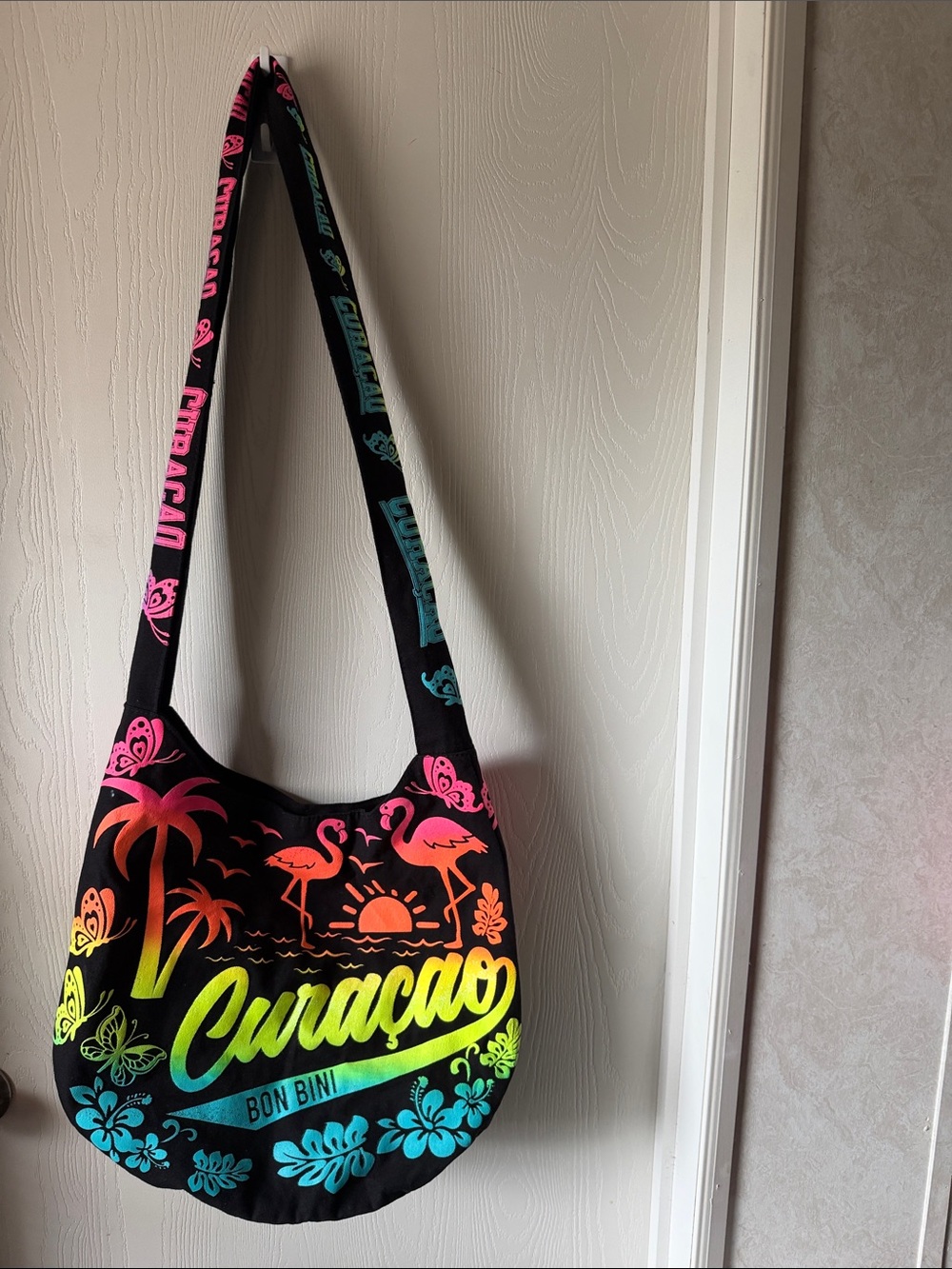 Curacao Bon Bini Black Rainbow-Print Shoulder Bag